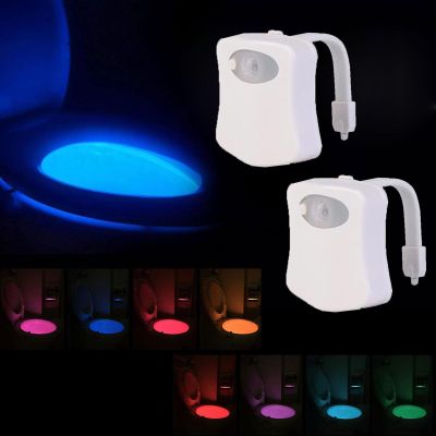 3 Pack Rechargeable Toilet Night Lights with 8-Color Motion Detection,Fun 8 Colors Changing Bathroom Nightlight Add on Toilet Bowl Seat, Perfect Decorating Gadget for Dad Adults Kids Toddler (2PCS)