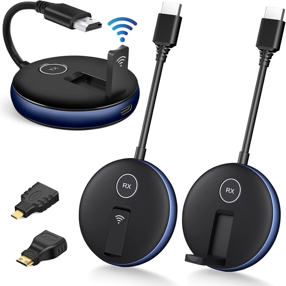 Wireless hdmi Transmitter and Receiver,Wireless hdmi Extend kit 1 Transmitter and 2 receivers,Multi-Screen Transfer.Take Laptop,Cable Boxes,Cameras to Project Screens to televisions or projectors