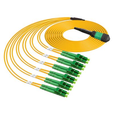 12 Core MPO-LC A-PC Type B Polarity Fiber Patch Cord Cable SM Single Mode for QSFP+Transceiver Trunk (3m)
