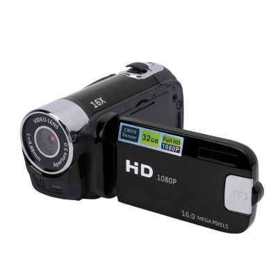 Acouto Video Camera with 2.4 Inch Color Screen Fill Light 16MP 1080P 16X Digital Zoom Anti Shake Loop Video Recording Camcorder for Travel Growth Record (Black)