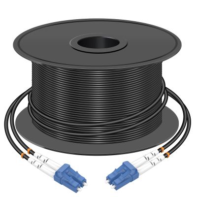lidkew Fiber Patch Cable LC/UPC to LC/UPC Single Mode Duplex Outdoor Armored Fiber Optic Cable Jumper Optical Patch Cord,150M/492FT 9/125m, TPU LSZH Black