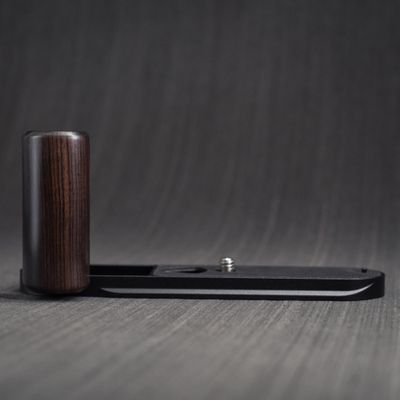 Wooden Wood Hand Grip + Aluminum Alloy Baseplate QR L Handle for M11 M11P M11M Camera (Ebony + Black Base)
