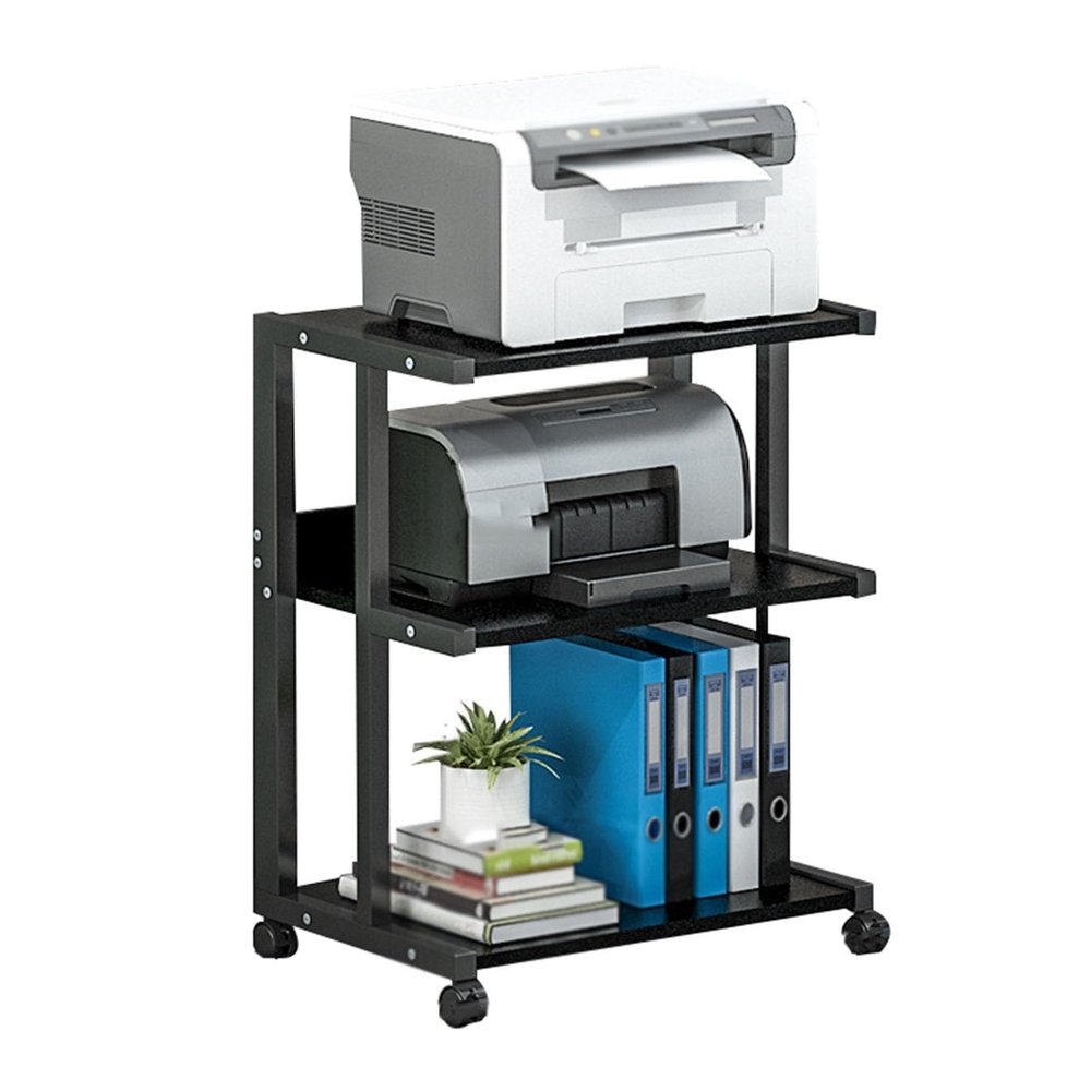 3-Tier Metal Corner ShelfPresentation Cart Table,AV Media Stand,AV Media Audio Stand for Bedrooms,Office, Shopping Malls,Recording Studio(Dark Walnut)
