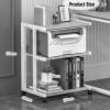 3-Tier Metal Corner ShelfPresentation Cart Table,AV Media Stand,AV Media Audio Stand for Bedrooms,Office, Shopping Malls,Recording Studio(Dark Walnut) view 2