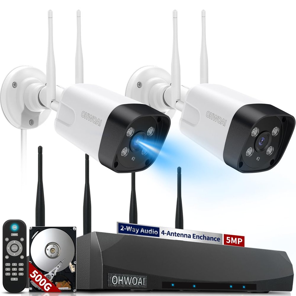 2-Way Audio & 130Wide AngleWireless Security Camera System Outdoor with 4-Antenna NVR, WiFi Cameras for Home Video Surveillance Systems