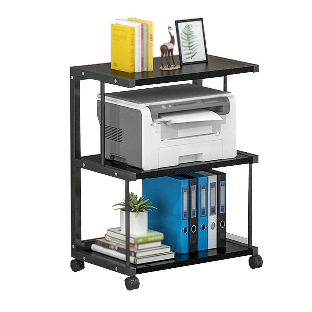3-Tier Metal Corner ShelfPresentation Cart Table,AV Media Stand,AV Media Audio Stand for Living, Office, Shopping Malls,Recording Studio(Dark Walnut)