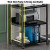 3-Tier Metal Corner ShelfPresentation Cart Table,AV Media Stand,AV Media Audio Stand for Living, Office, Shopping Malls,Recording Studio(Dark Walnut) view 4
