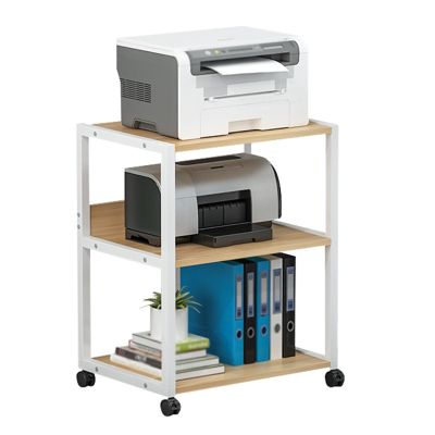 AV Media Stand,3-Tier Metal Corner ShelfPresentation Cart Table,AV Media Audio Stand for Bedrooms,Office, Shopping Malls,Recording Studio(Dark Walnut)