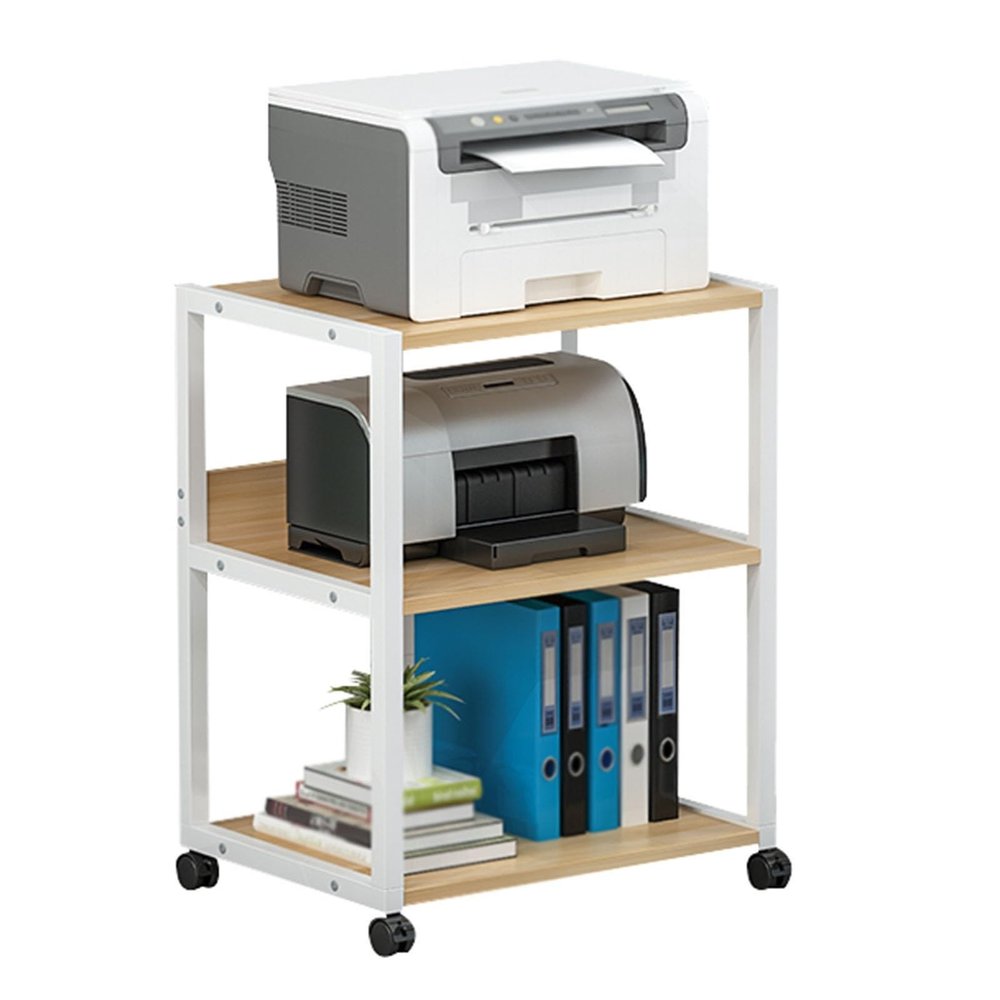 AV Media Stand,3-Tier Metal Corner ShelfPresentation Cart Table,AV Media Audio Stand for Bedrooms,Office, Shopping Malls,Recording Studio(Dark Walnut)