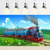 Cartoon Steam Train Backdrop Locomotive Train Railroad Track Photography Background Christmas Train Railway Backdrop Decorations Kids Train Theme Birthday Party Decors Photo Studio Props 20x10ft view 3