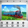 Cartoon Steam Train Backdrop Locomotive Train Railroad Track Photography Background Christmas Train Railway Backdrop Decorations Kids Train Theme Birthday Party Decors Photo Studio Props 20x10ft view 4