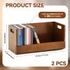CroBlissful 2 Set Wooden DVD Storage Box DVD Storage Shelf Holder Solid Wood Cassette Tape Display Organizer with Carrying Handle for CD, Movie Cases, Each Organizer Can Store up to 26 Boxes (Brown) view 2