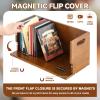CroBlissful 2 Set Wooden DVD Storage Box DVD Storage Shelf Holder Solid Wood Cassette Tape Display Organizer with Carrying Handle for CD, Movie Cases, Each Organizer Can Store up to 26 Boxes (Brown) view 3