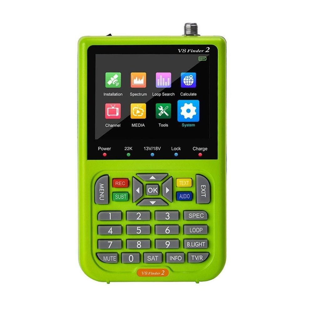 KYKYK Satellite Finder Satellite Signal Meter 1080p HD V8 Finder 2 Meter DVB-S/S2 Digital Display Satellite Finder Type-C Rechargeable Signal Satellite TV Receiver(Star Finder)