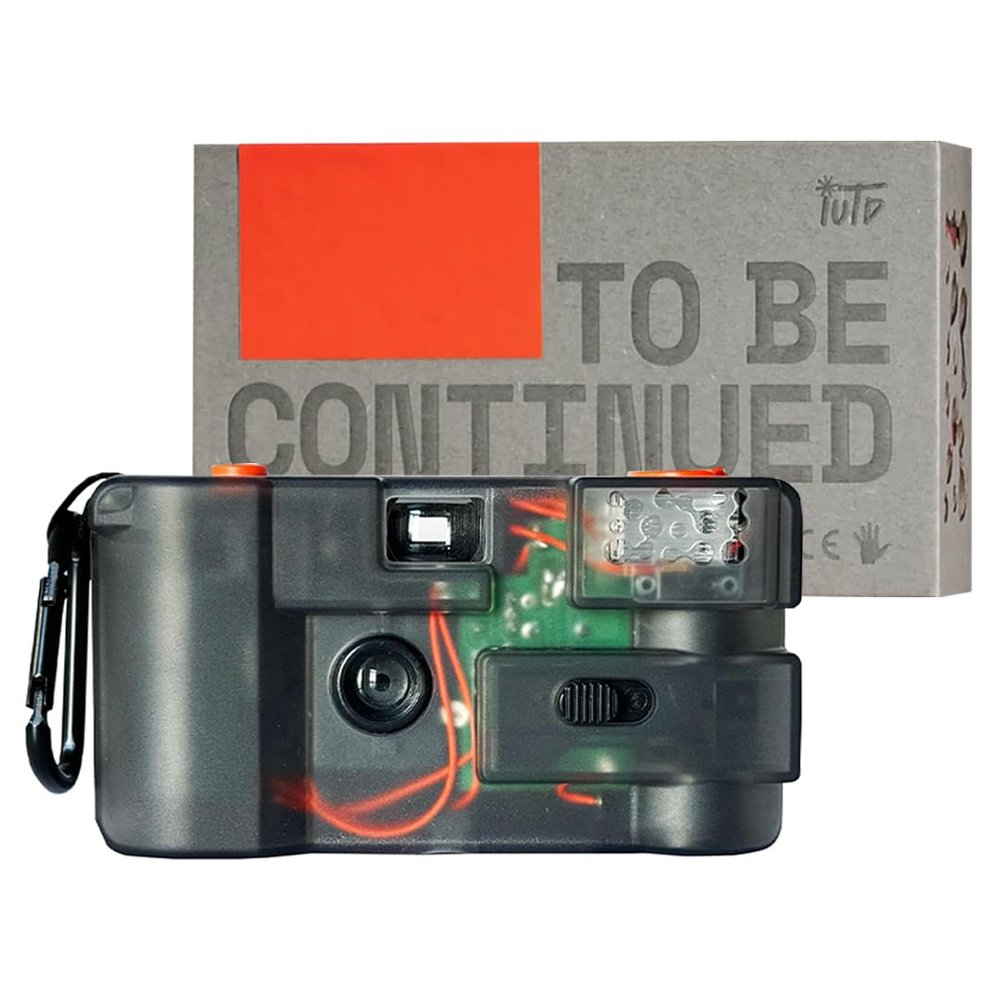 IUTD STUDIOS to Be Continued (TBC) Reusable 35mm Film Camera Transparent Design, 28mm Wide Lens, Reloadable and Analog, Built-in Flash, Point and Shoot