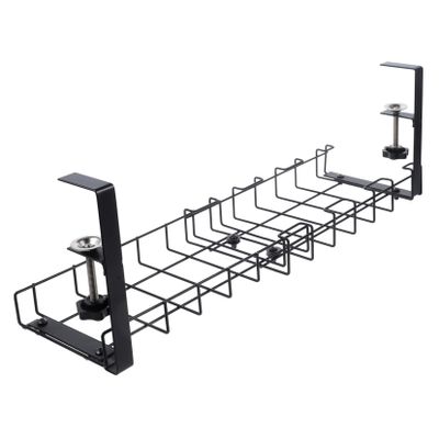 FOYTOKI Under Desk Cord Organizer Wire Management Tray Hooks for Cables and Adapters Cable Storage Rack for Office Desk Easy to Install Screws