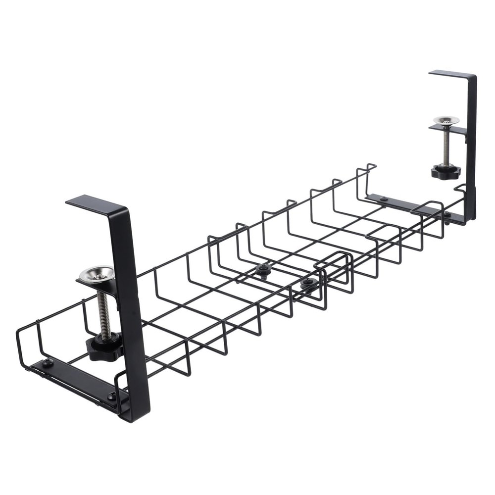 FOYTOKI Under Desk Cord Organizer Wire Management Tray Hooks for Cables and Adapters Cable Storage Rack for Office Desk Easy to Install Screws