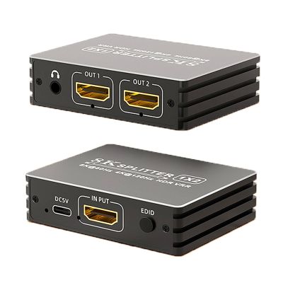 8K HDMI 2.1 Splitter 1 in 2 Out, 1x2 HDMI Splitter Support 8K@60hz, 4K@120hz, EDID, 48Gbps, 3D, HDR 10+, HDCP2.3, Dolby Vision, 3.5mm Audio Output, Mirror Dual Monitors for PS5 SkyQ Xbox NVIDIA AMD NS