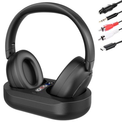 eppfun Wireless Headphones for TV Watching, LED Display Transmitter Charging Base, Bluetooth 5.3/2.4G Dual Mode, No Lip-Sync Delay, Plug and Play, 100feet Long Range Gifts for Elderly.