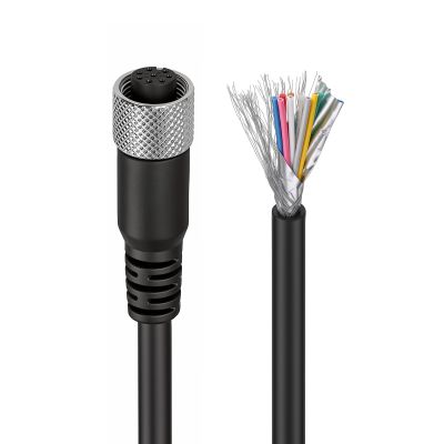 ZBLZGP M12 A-Code 8-Pin Female to Open End Shielded Cable, 24AWG PVC Jacket, IP67 Waterproof Industrial Actuator Wiring for IO-Link, CANopen and DeviceNet, 1m/3.28ft