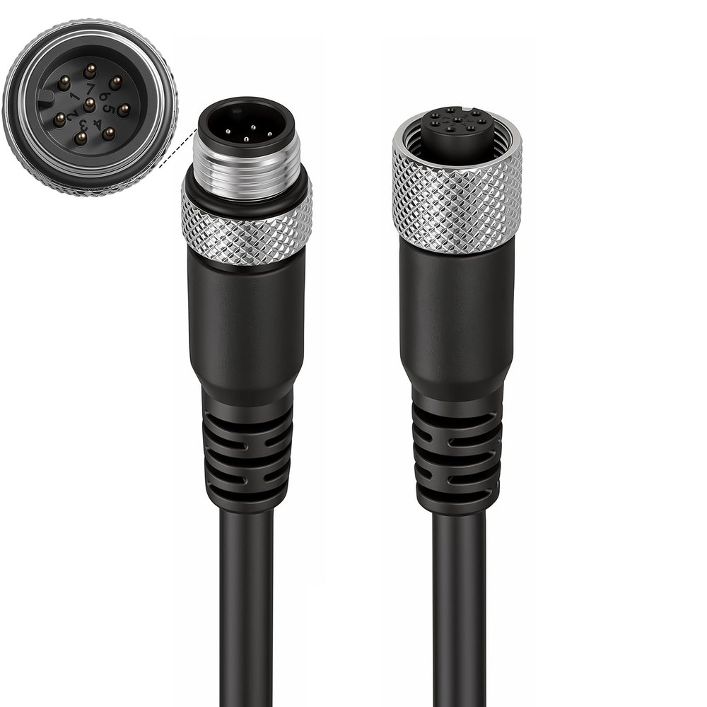 ZBLZGP M12 8-Pin A-Code Extension Cable, 40M/131.2FT Male to Female Shielded Sensor Cordset, IP67 Waterproof High Flex Cable for Cognex Vision System, Industrial Camera, Automation