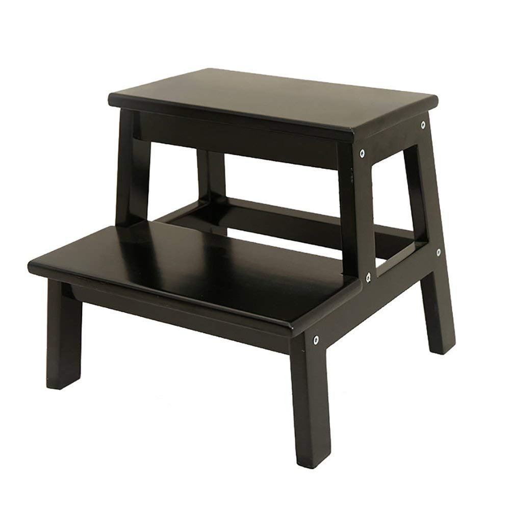 BSNANCA Ladder Stool Solid Wood, Non-Slip Chair Home Stool Mazar Stool Change Shoe Stool Multi-Function Adult Stool Step Stool/Wood Color/40 * 35Cm (Black 40 * 35Cm)
