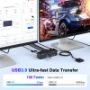 4K KVM Switch 3 Monitors 2 Computers Triple Monitor Displayport and 2 HDMI USB 3.0 KVM Switches 4K@60Hz,Support Extended/Mirror Mode Share 3 USB 3.0 Ports with Desktop Controller, Adapter Included view 3
