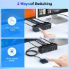 4K KVM Switch 3 Monitors 2 Computers Triple Monitor Displayport and 2 HDMI USB 3.0 KVM Switches 4K@60Hz,Support Extended/Mirror Mode Share 3 USB 3.0 Ports with Desktop Controller, Adapter Included view 4