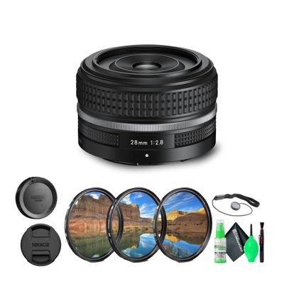 Nikon NIKKOR Z-Mount 28mm f/2.8 (SE) FX-Format Retro-Styled Lens (20110) + Cleaning Kit + Filter Kit + Cap