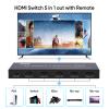 8K@60Hz HDMI Switch 5 in 1 Out Aluminum Support 4K@240Hz HDR10+ HDCP 2.3 CEC HDMI 2.1 Switcher Splitter with Power Adapter Compatible with PS5/4 Xbox Nintendo Switch Roku Apple TV Fire Stick view 3