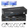 4K HDMI KVM Switch 2 Monitors 2 Computers, 4K@60Hz Dual Monitors KVM Switcher 2PC Extended Display for 2 Port Sharing 4 USB 3.0 Hub Keyboard Mouse Hard Drives Printer with 2*USB Cables,Controller view 1