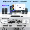 USB KVM Switch HDMI 4K@60Hz for 4 Computers Share 1 Monitor, KVM Switch 4 Port with 4 USB 2.0 Ports Share Keyboard Mouse, with EDID Adaptive,Support Button Switch, Plug and Play view 2