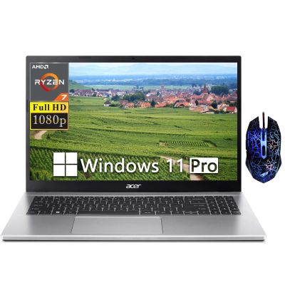 acer Aspire 3 15.6" FHD Laptop, AMD Ryzen 7 5700U Octa-Core Processor, 64GB RAM, 2TB M.2 PCIe SSD, AMD Radeon Graphics, WiFi 6, Webcam, Numeric Keypad, Windows 11 Pro with Designed Mouse, Silver
