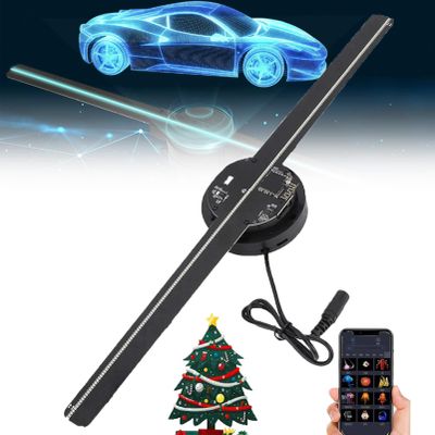 3D Hologram Christmas Tree, Holographic Fan Projector, 3D Visual Display Holographic Advertising Projection, 3D Effects with App and WiFi, Remote Control,2PCS