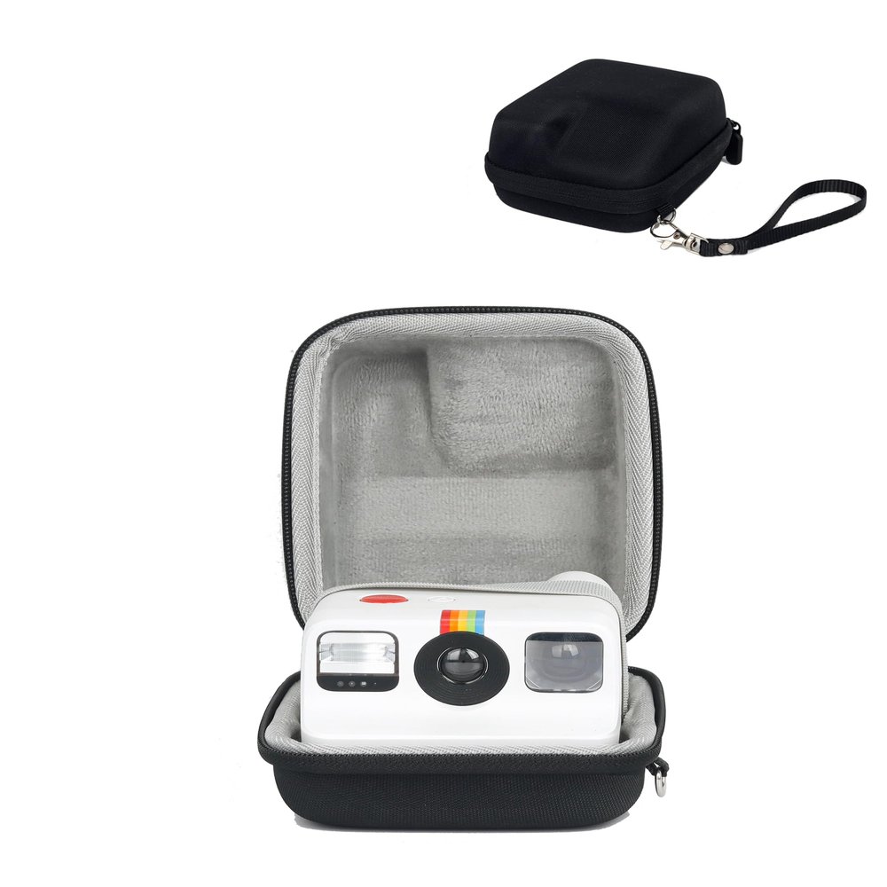BOVUGAC Case for Polaroid Go Generation 2 Instant Camera, Hard Shell Camera Case with Hand Strap Full Protection,Premium PU,Scratch Resistant(Black)