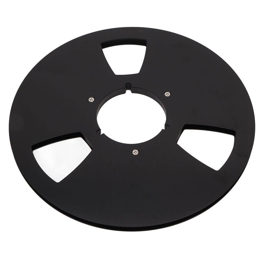 1/4 10 Inch Empty Tape Reel Aluminum Alloy Reel, Recording Tape Reel for Nab, Classic 3 Windproof Hole Open Reel for Universal Tape Recorder Repair (Black)