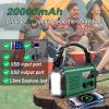 Emergency Hand Crank Radio, NOAA Weather Radio, 20000mAh Rechargeable Solar AM/FM Radio, Portable USB-C Fast Charger, Flashlight, Reading Lamp SOS Alarm for Hurricane Storm Camping Hiking (Green) view 2
