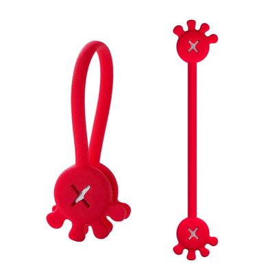 Ancicraft Magnetic Cable Ties Cute Palm Design for Bundling Organizing Holding Stuff Book Markers Fridge Magnets Reusable Silicone 4.7inch 10pcs(One color)/1Pack (Red)