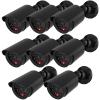 WALI Dummy Fake Simulated Surveillance Security CCTV Dome Camera Indoor Outdoor with One LED Light, Warning Security Alert Sticker Decal (TC-B8), 8 Packs, Black view 1