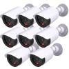 WALI Dummy Fake Simulated Surveillance Security CCTV Dome Camera Indoor Outdoor with One LED Light, Warning Security Alert Sticker Decal (TC-W8), 8 Packs, White view 1