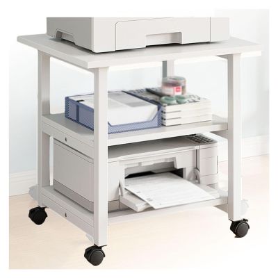 AV Media Stand,Metal Media Cart, 3 Tier CD Player Stand,Open Storage Audio Rack for Living Room, Office, Theater, Recording Studio(Warm White)
