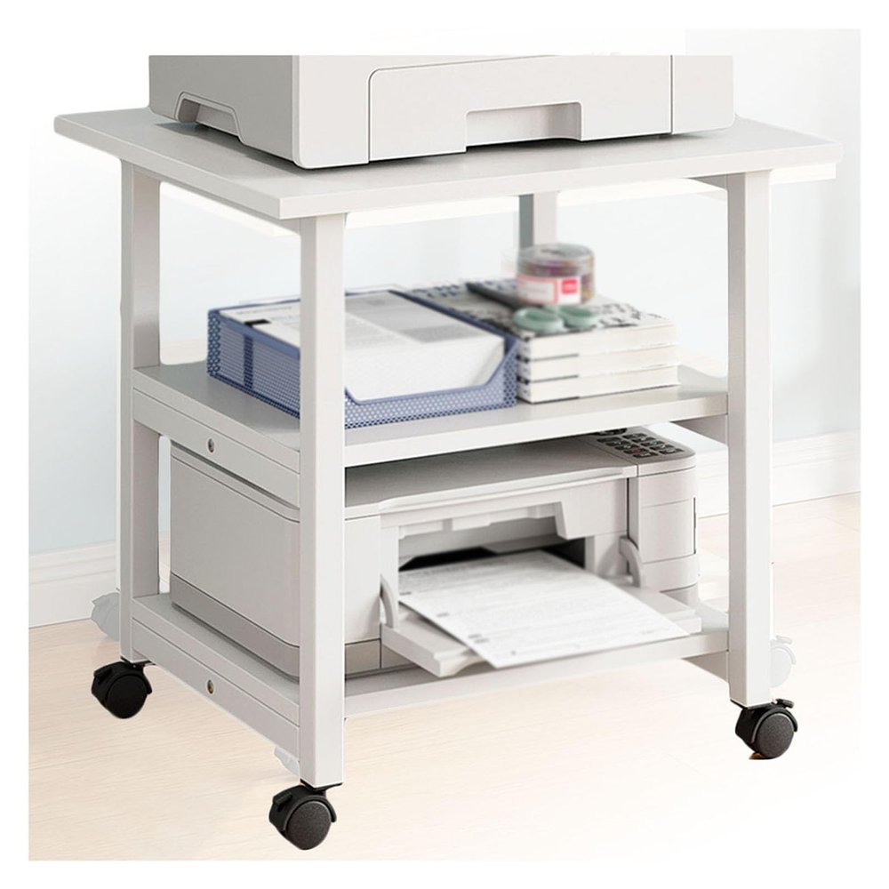 AV Media Stand,Metal Media Cart, 3 Tier CD Player Stand,Open Storage Audio Rack for Living Room, Office, Theater, Recording Studio(Warm White)