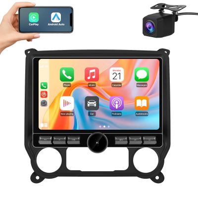 10.6 Inch Car Radio Stereo Qualcomm [4+64GB] for Chevy Silverado GMC Sierra 2014-2018 Android 13 Head Unit with CarPlay Android Auto
