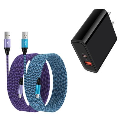 10FT Samsung S24FE USB A to USB C Charger Cable Android Charging Cord, QC3.0+PD 20W USB Type C Charger Block Fast Charging for Galaxy A23/A16/A15/A35/A55/A06/S24 Ultra/S23FE/S23 S22 Ultra/S21/A14/A13