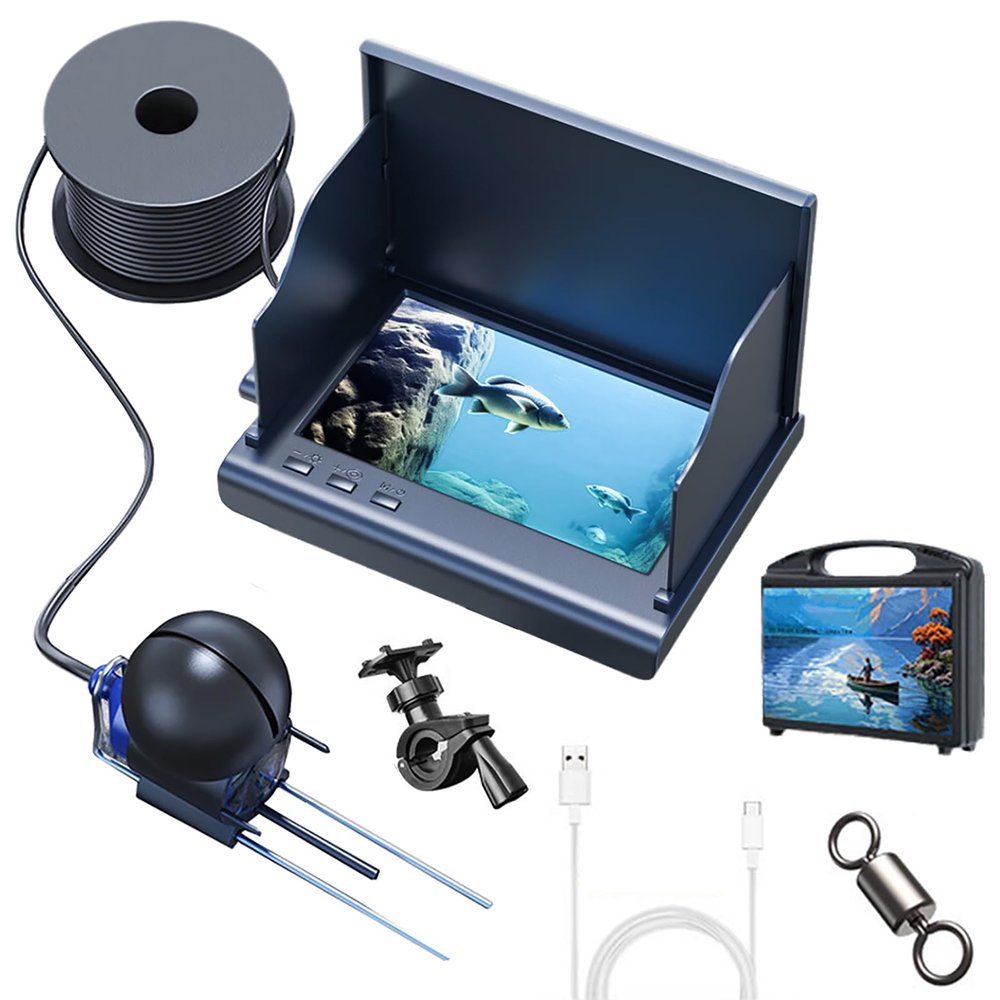 GZYLCH Underwater Fishing Camera, Fish Finder with 4.5 Inch IPS Display, Infrared Night Vision, 220Wide Angle, IP68 Waterproof, for Ice, River and Boat Kayak Sea Fishing