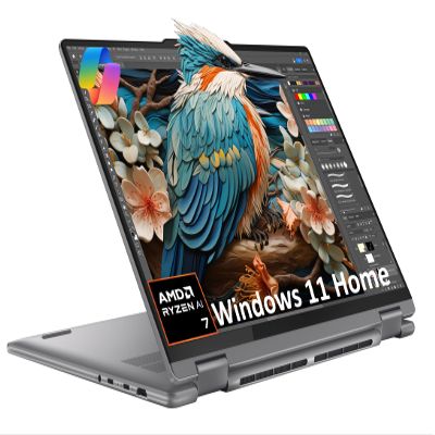 Lenovo Yoga 7 7i 2-in-1 Laptop (16" FHD+ Touchscreen, AMD Ryzen 7 8840HS (Beat i7-1355U), 16GB RAM, 1TB SSD), AI PC, Backlit Keyboard, Fingerprint, FHD IR Webcam, WiFi 6E, Win 11 Home, Arctic Gray
