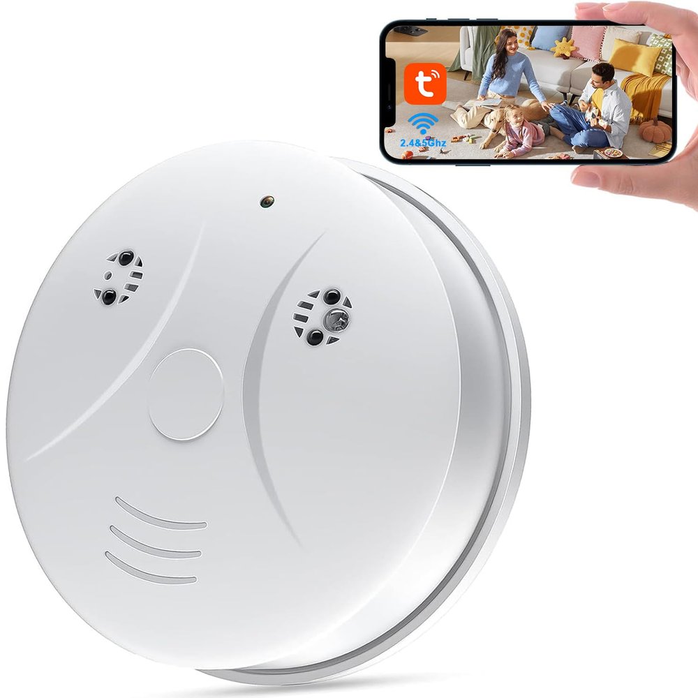 Hidden Camera WiFi Smoke Detector HD 1080P Wireless Small Nanny Cam for Home Surveillance Security Cameras Indoor/Outdoor