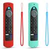 6.4 Inch Silicone Cover Compatible with Fire TV Stick 4K Max 2nd gen 2023 Remote Control Case, Toshiba/Insignia Smart TV Remote Silicone Case Cover Anti-Slip Sleeve with Lanyard (Red+Mint) view 1