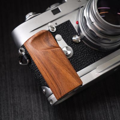Wood Hand Grip + Aluminum Alloy Baseplate QR L Handle for M1 M2 M3 M4 M4-2 M4-P M6 M6TTL M7 MP MA MD MD2 Camera (Desert Ironwood (Silver Base))