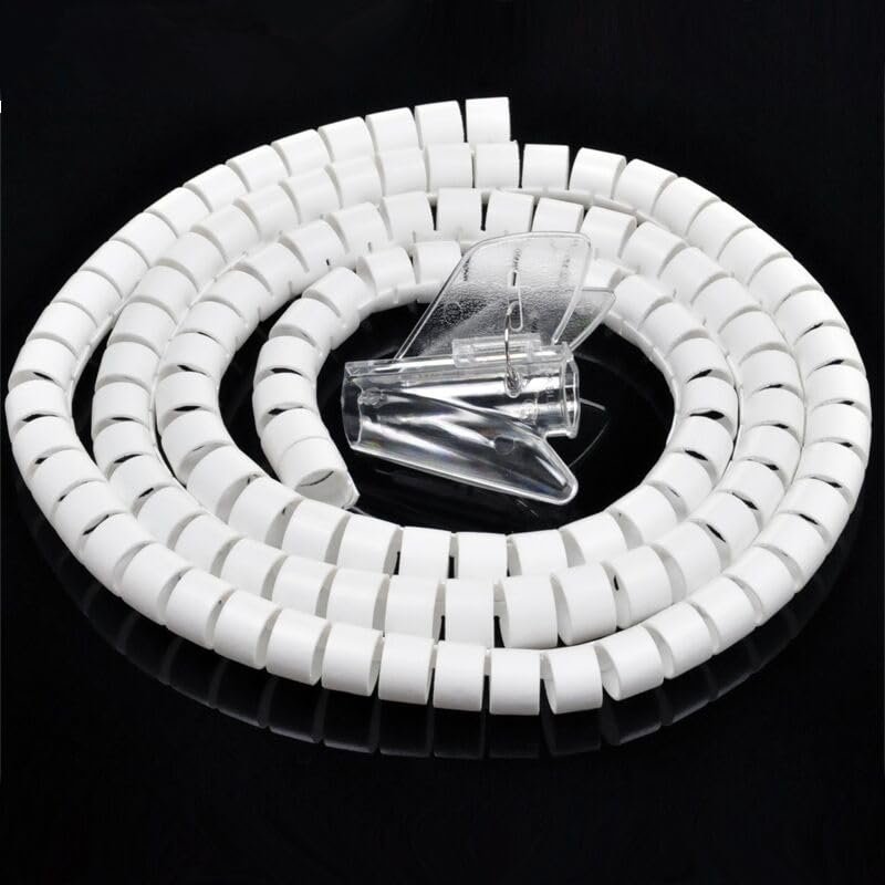 10mm*2m Spiral Cable Wire Wrap Tube Computer Manage Cord Cable Sleeves Spiral Flexible PE cable sleeve - (Color: White)